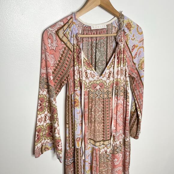 Karlie Womens Patchwork Midi Maxi Dress Small Pink Purple Floral Boho Pockets - Picture 4 of 12